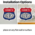thumbnail image 3 of Hank's Workshop (2 Pack) 12 inch X 12 inch Shield Shaped Heavy Duty 3.2 mil Vinyl Decals Weather Resistant, UV Protected To last, Gift for Dads and Uncles Classic Americana Crafted in, 3 of 6