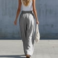 thumbnail image 5 of Women's Striped Elastic Waist Pull-On Pants With Pockets, Mid Waisted Straight Leg Tummy Control Bottoms, Soft Comfortable Work Capris, Casual Everyday Stretch | TruHer,Black L, 5 of 6