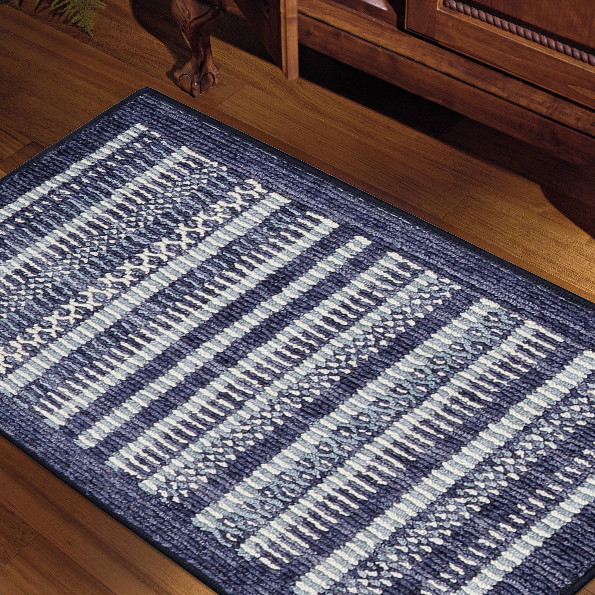 Mohawk Home Blue Collection Striped Geometric Modern Runner Rug, Blue, 1'8" x 3"