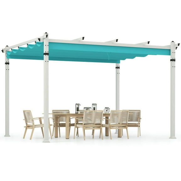 Spaco Outdoor Gazebo,Patios Gazebos,Outdoor Pergola with Retractable Canopy and Aluminum Frame-Turquoise