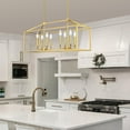 thumbnail image 3 of 8-Light Rectangle Gold Pendant Lighting Kitchen Island Modern Chandelier for Dining Room, Living Room with Adjustable 36 inch Rod, 3 of 7