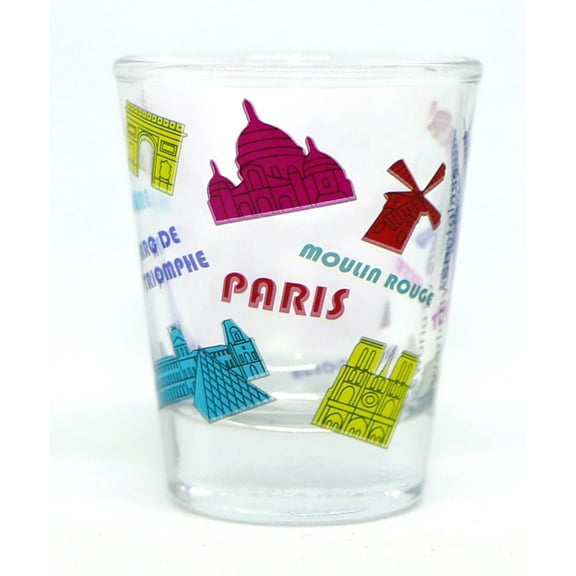 Paris France Color Landmarks Collage Shot Glass