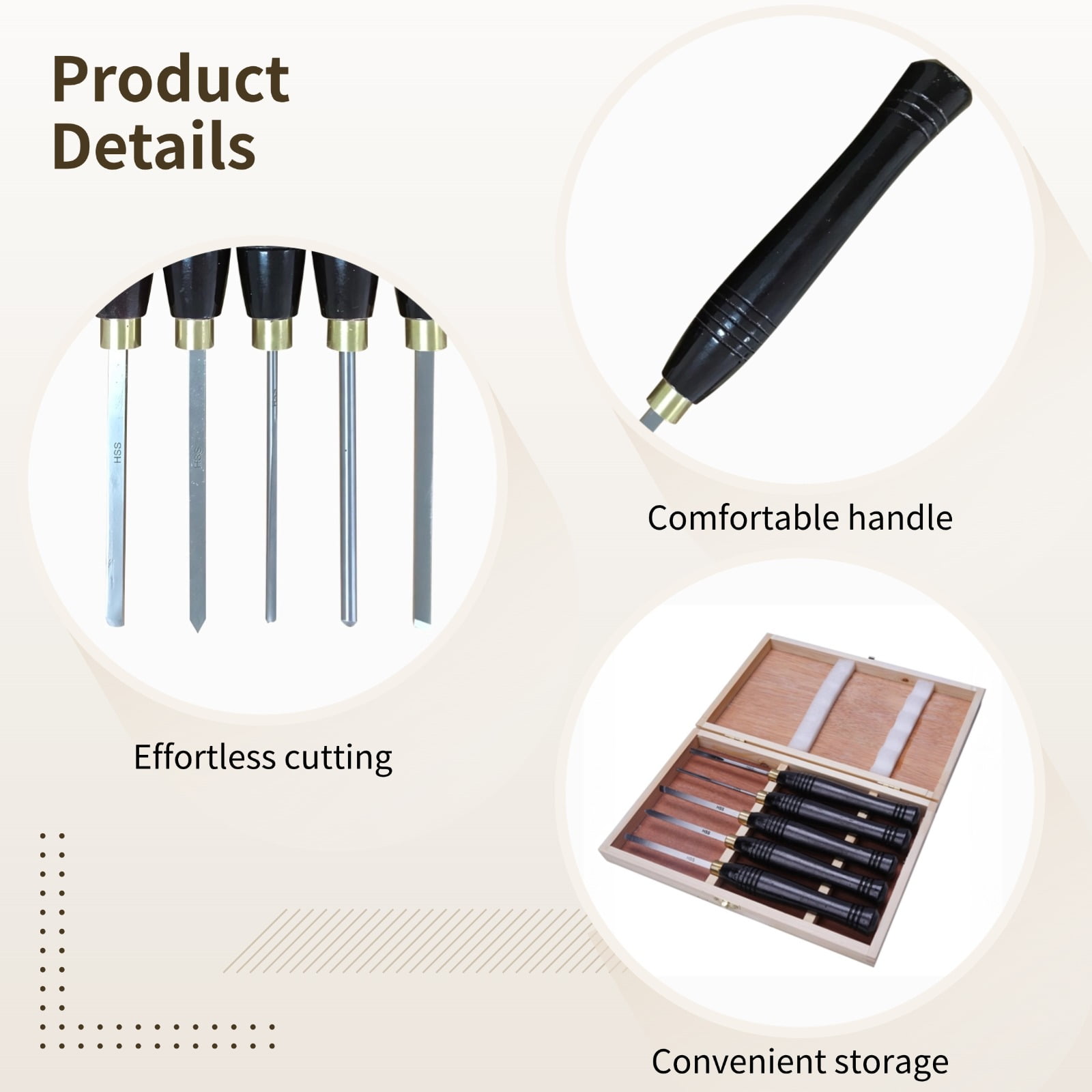 5 Pcs Wood Carving Chisel Set, Chromium Vanadium Steel Woodworking Hand Tools, Ergonomic Wooden Handle Engraving Knives, Pre-Sharpened Professional Sculpting Kit with Storage Box