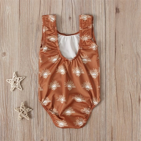 

Gubotare Baby Girls Swimsuit Bathing Suit Girls Swimwear Sun Pattern Swimsuit Kids Bikini Brown 6-12 Months
