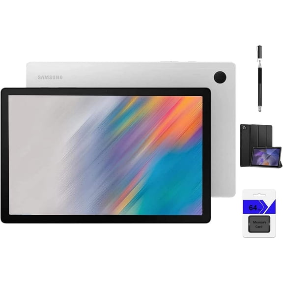 Pre-Owned SAMSUNG Galaxy Tab A8 Android WiFi Tablet, 10.5 inch Touchscreen (1920x1200) LCD Screen, 64GB Storage, Fast Charging, Bluetooth, Android 11 OS, Silver with Mazepoly Accessories