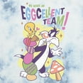 thumbnail image 2 of Men's Looney Tunes Easter Tweety and Sylvester We Make an Eggcellent Team  Graphic Tee White/Blue Medium, 2 of 4