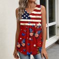 thumbnail image 4 of Kixjoy 250 Anniversary Usa Tank Tops V Neck Trendy Tank Tops Sleeveless Casual Summer Pleated Tunic Tops Patriotic Cozy Baggy Womens Summer Tops, Wine S, 4 of 6