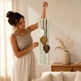 thumbnail image 5 of Macrame Wall Hanging 26.77x7.87 Inch Handwoven Cotton Rope Leaf Tapestry with Wooden Bead Fringe for Bedroom Headboard Living Room Boho Wall Decor, 5 of 6
