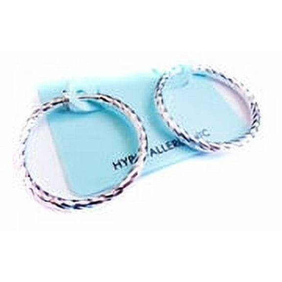 2.25 inch Clip Hoop Earrings Rhodium Plated Silver Swirl Hypoallergenic Hoops