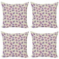 thumbnail image 1 of Ambesonne Aloha Throw Pillow Cover 4 Pack, Leaves Pattern Grunge Style, 16", Lavender Lilac, 1 of 2