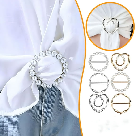 VANIDO Scarf Ring Clips, Shirt Clips for Women Clothing, Corner Knotted Button for Women, T-shirt Clips Ties Clips Clothes Clips, Fashion Metal Round Circle Shirt Clip Buckle