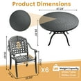 thumbnail image 3 of Hzzkey 7-Piece Cast Aluminum Patio Dining Set and Blue Cushion Chairs and Round Table Black, 3 of 10