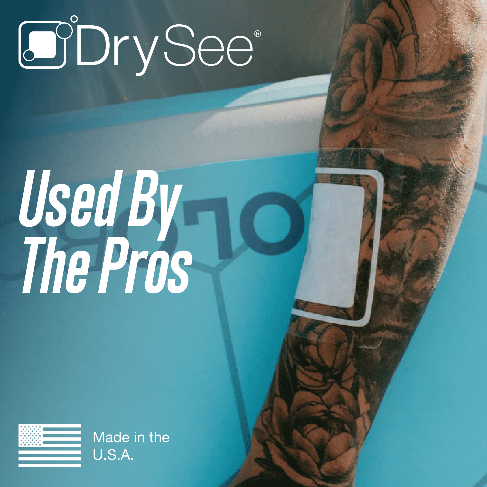 DrySee Waterproof Bandages - Large Bandages for Wound Care, Tattoos, Post Surgical - Changes Color When Wet (4x4) - 4 Count