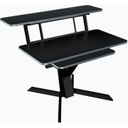 quick lok z460bk triple shelf workstation with black wood tops and pull-out shelf and new ergonomics