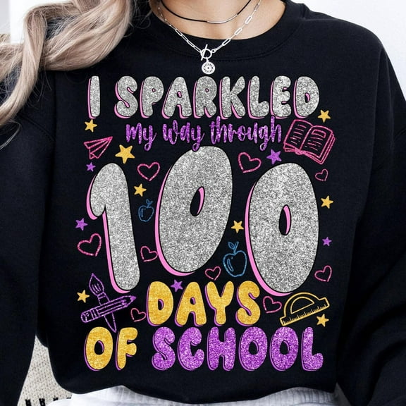 Vintage I Sparkled My Way Through 100 Days Of School, 100 Days Girl, 100 Days Glitter, Kindergarten Girl, Pre-K Girl, Trending Shirt - Perfect Gifts For Everyone
