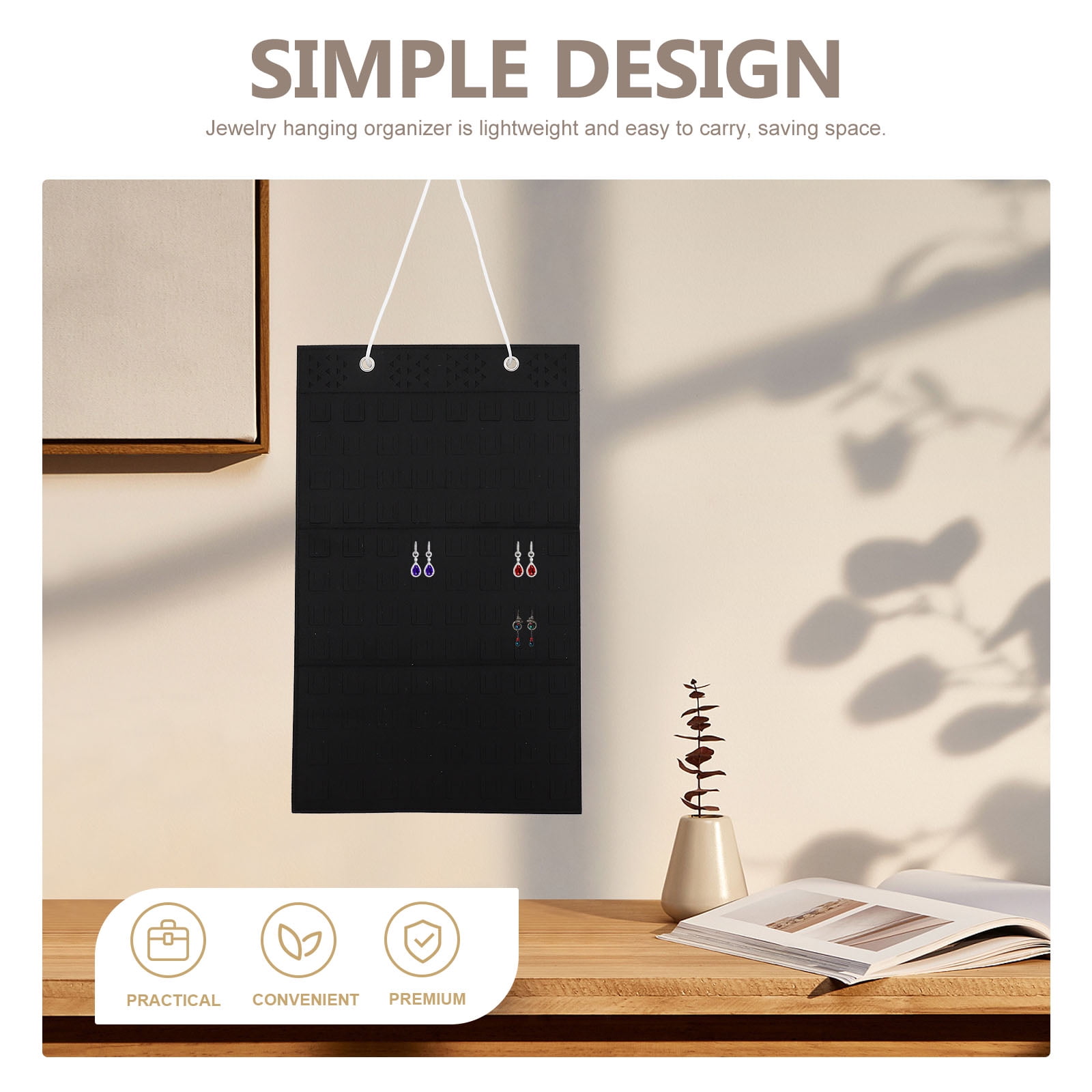 SOPOTUTU Wall Hanging Jewelry Organizer Black Lightweight and Portable 5Pcs