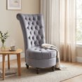 thumbnail image 2 of 45" Tufted High Back Velvet Accent Chair Soft Padded Couch Lounge Ash Grey, 2 of 10