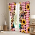 thumbnail image 3 of Manfei Highland Cow Black Out Curtains for Boys Girls,Rustic Floral Sunflower Curtains Pack of 2 (42x63 Each),Geometric Plaid Bedroom Curtains,Breathable Home Decor, 3 of 6
