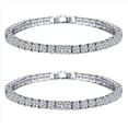 thumbnail image 1 of 2X Zirconia Cúbica 1 Tenis Cadena Pulsera Hombres Y Mujeres Joyas Latón / Cobre Material Broche Pulsera Enlace Joyas Plata, 1 of 5