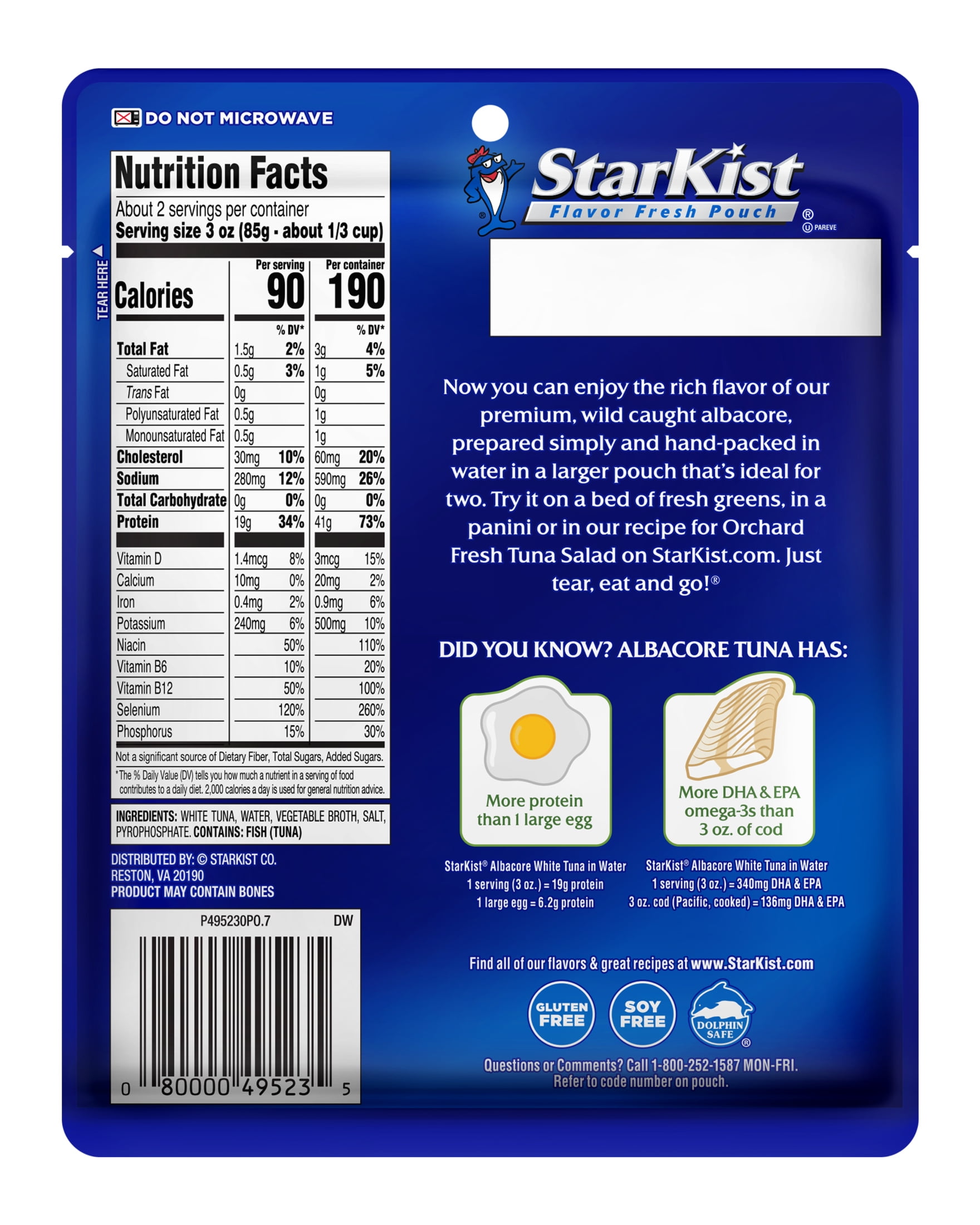 (12 pack) StarKist Albacore White Tuna in Water, 19g Protein, 6.4 oz Pouch