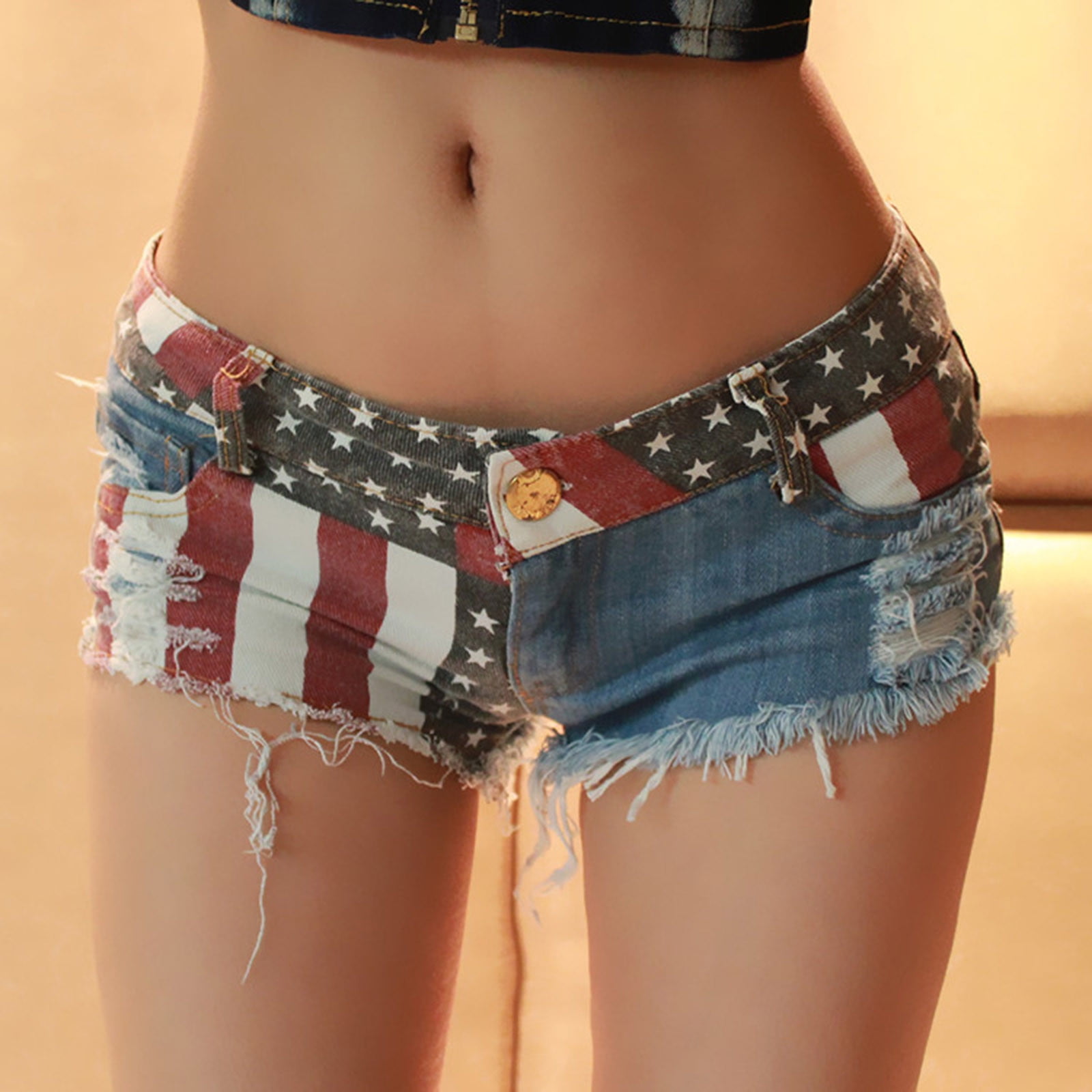 Shorty Femme Drapeau USA - Taille Unique - Neuf Avec Étiquettes - Sous-vêtement Thématique