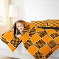 thumbnail image 4 of jejeloiu Orange Geometric Plaid Bedding Comforter Set,Modern Minimalist Geometric Twin Comforter Sets,Black Checkerboard Grid Bedding Set For Teens,Ultra Soft Home Decor Reversible,2pcs, 4 of 8