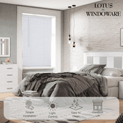 Lotus & Windoware Cordless 1 Vinyl Mini Blind Light Filtering Horizontal Blind, 70 Width x 72 Length, White, Smooth