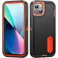 thumbnail image 1 of SaniMore for iPhone 14 6.1" 2022 Hybird Case, Rugged PC Back Shockproof TPU Shell Metal Hidden Kicksatnd Drop Resistant Anti-slip Heavy Duty Protective Case for iPhone 14 6.1" 2022, Black/Orange, 1 of 8