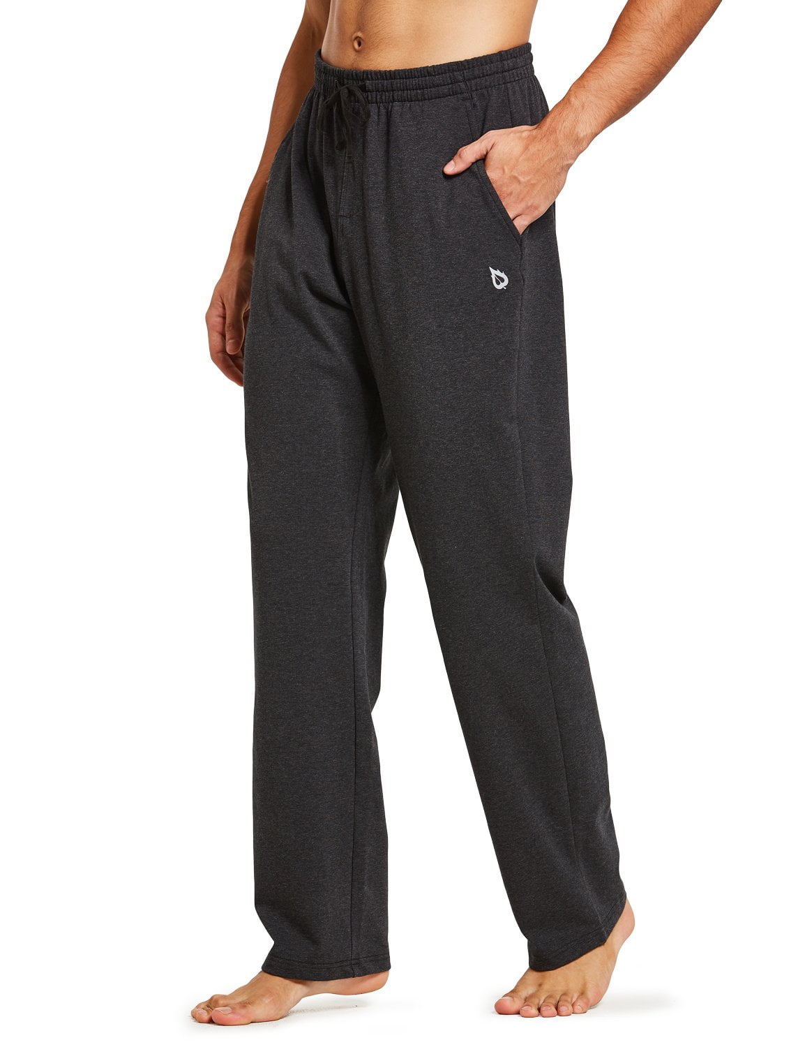 BALEAF Men's Sweatpants Casual Lounge Cotton Yoga Pants Loose Open Bottom Straight Leg Male Sweat Pants with Pockets 