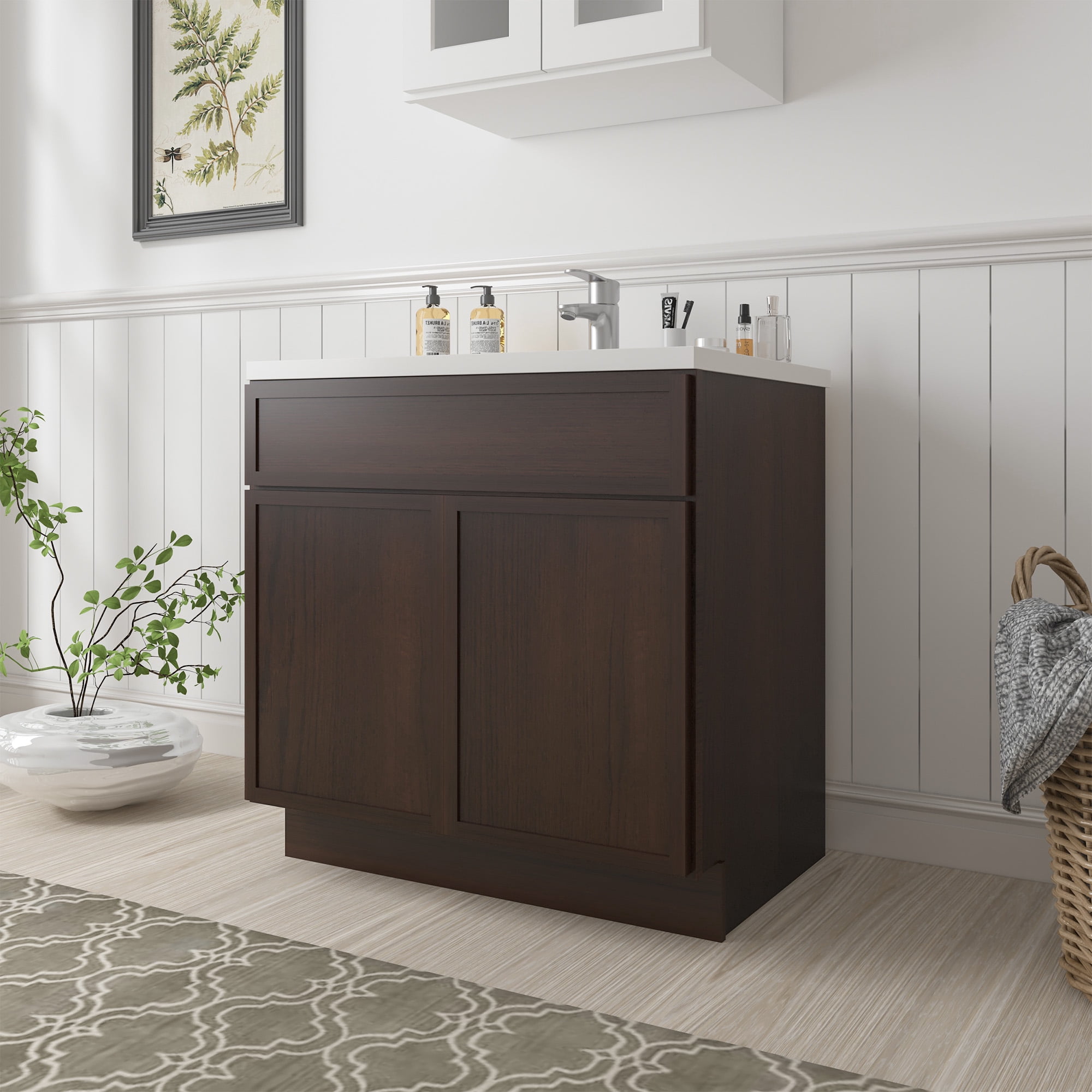 Vanity Art 39" W Birch Plywood Freestanding Single Base Storage Cabinet with Soft Close Doors