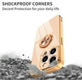 thumbnail image 4 of for Pink iPhone 15 Pro Case with Ring Holder Kickstand [with Magnetic] Soft TPU Bumper, Glitter Gold Electroplated Cover Full Camera Protective Phone Case for iPhone 15 Pro 2023, 4 of 14