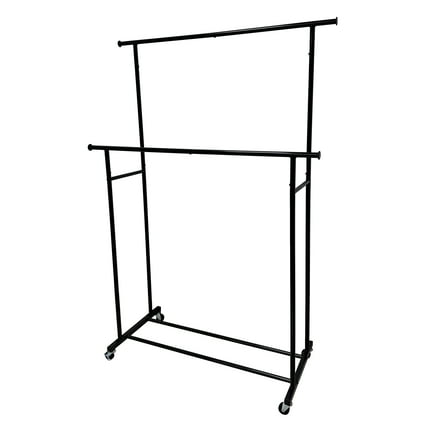 Mainstays Mainstays Double Garment Rack, Rich Black, Metal Frame