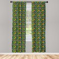 thumbnail image 3 of Ambesonne Dog Curtains, Assorted Cartoon Style Pets, Pair of 28"x95", Hunter Green Multicolor, 3 of 5