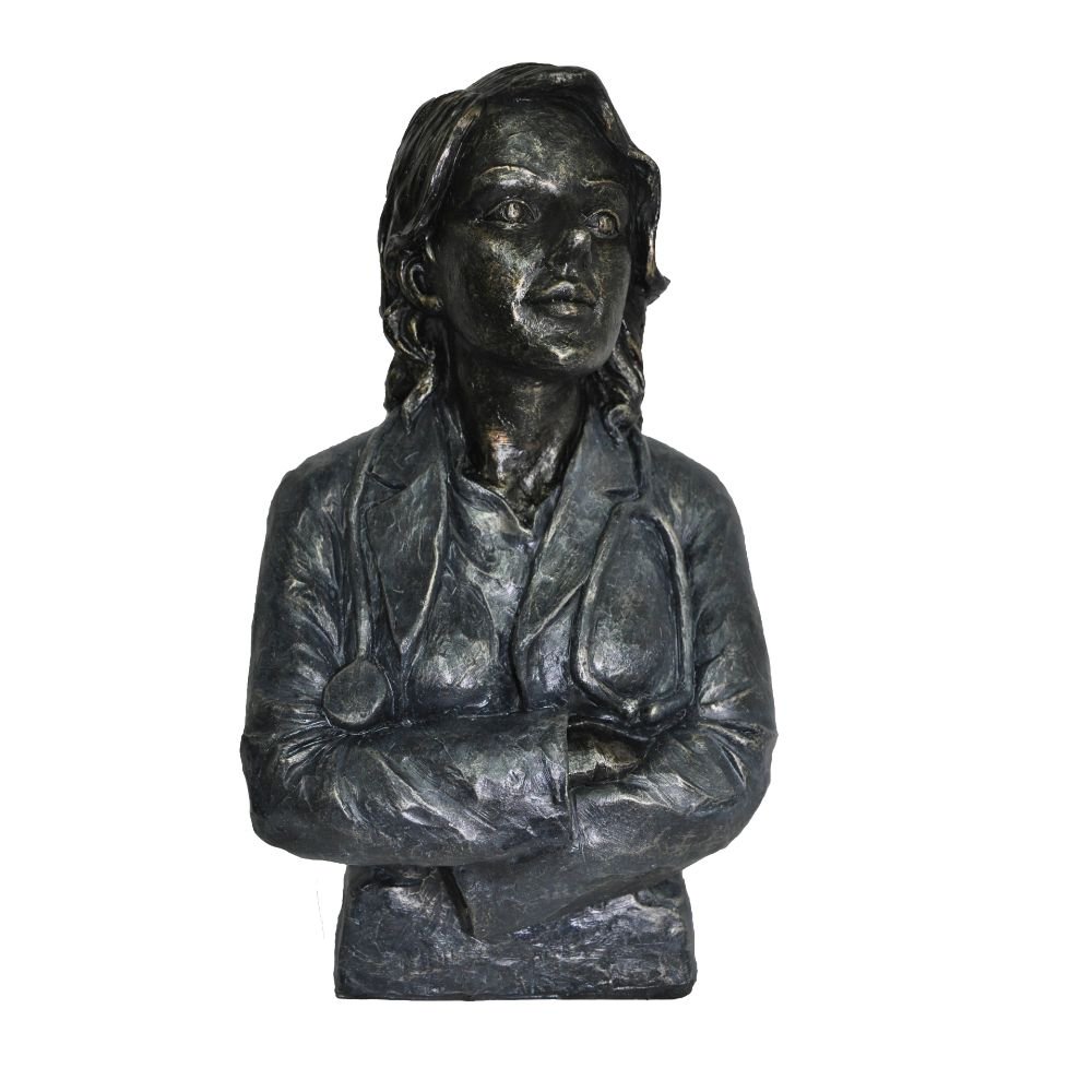 Doctor Female Statue Sculpture in Patina Black Finish by Urban Port