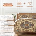 thumbnail image 6 of 3 Piece Boho Flower Duvet Cover Set Queen Size,Microfiber Comforter/Quilt Cover with Corner Ties and 2 Pillowcases,Bohemian Western Rustic Tribal Patterns All Season Soft Bedding with Zipper Closure, 6 of 8