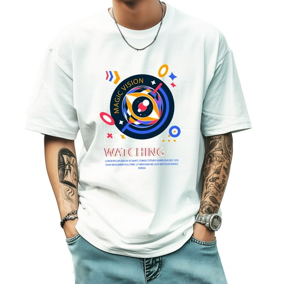 Graphic Tees for Men Summer New Print Casual Tee Fashion Trend Sports Shirt Select