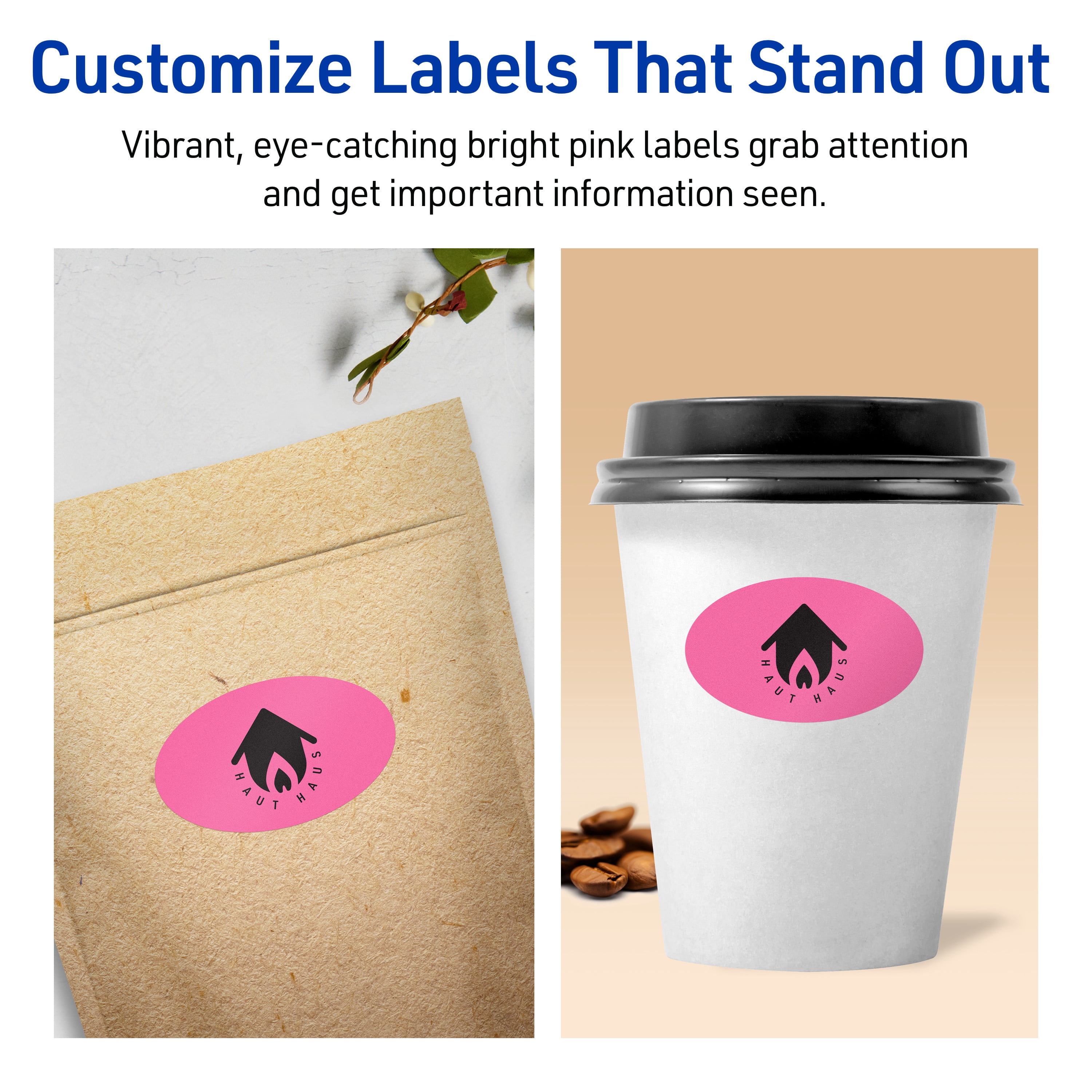 Avery Printable Oval Labels, Bright Pink, 1-1/8" x 2-1/4", 840ct