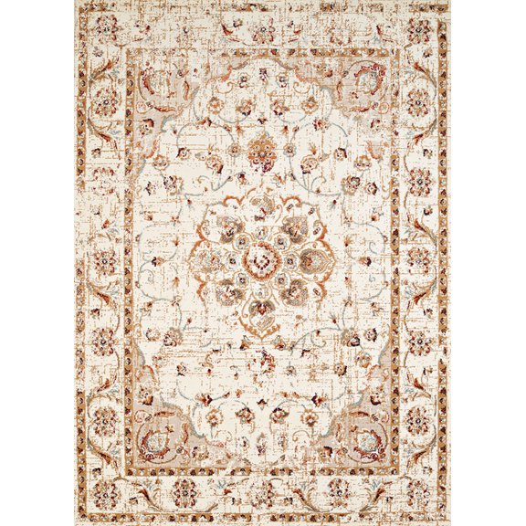 Designer Home Delos Area Rug 3001-00497 Ponte Vecchio Linen Floral Vines 5' 3" x 7' 2" Rectangle