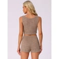 thumbnail image 4 of DARING DIVA Ribbed Knit Loungewear Sleepwear 2 Piece Tank Top M Khaki, 4 of 6