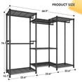 thumbnail image 3 of Exenoray 3-Section Closet Organizer System with Hanging Rod & 7 Wire Shelves, Heavy Duty Metal Wardrobe Rack, 900 lbs Capacity, 68.9" W x 15.7" D x 76.7" H, Black, 3 of 8