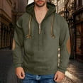 thumbnail image 2 of LpwkSSA Men's Fleece Hoodie Casual Corduroy Color Blocked Quarter Zipper Hooded Long Sleeved Windproof Thermal Hoooded Sweatshirt Green XL, 2 of 5