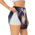 thumbnail image 2 of Bixox Women's Fox Couple pattern 2 in 1 Running Shorts - Lightweight Athletic Workout Gym Yoga Shorts Liner with Pockets - Large, 2 of 5