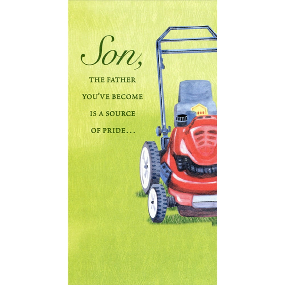 Designer Greetings Red Lawn Mower with Silver Foil Accents Father's Day