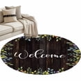 thumbnail image 2 of Welcome Leaf Round Area Rug 4 FT, Non Slip Indoor Outdoor Rug, Pastoral Summer Botanical Wooden Brown Washable Soft Circular Carpet Non-Shedding Floor Mat for Coffee Table Nursery Foyer Balcony, 2 of 8