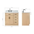 thumbnail image 4 of Ariel Hepburn 37 Inch Single Rectangular Sink Bathroom Vanity With Italian Carrara Marble Countertop 1.5 Inch Edge In Oak, 4 of 10