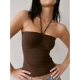 thumbnail image 6 of Womens Camisole Tops Halter Knit Tank Tops Adjustable Spaghetti Straps Sleeveless Summer Shirt 2025 Brown L, 6 of 7