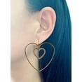 thumbnail image 2 of No Boundaries Gold Tone Heart Drop Hoop Earrings, 2 of 2