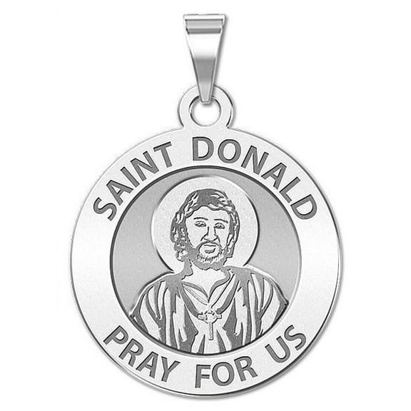 PicturesOnGold.com Saint Donald Round Religious Medal - 2/3 in Size of Dime, Sterling Silver