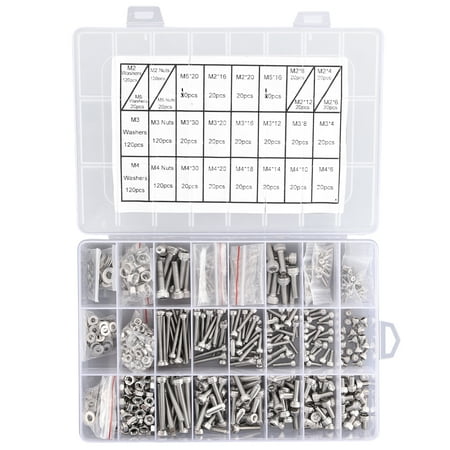 

Esynic 1140PCS 304 Stainless Steel Heavy Duty Hex Bolts Nuts Flat Washers Assortment Kit Allen Head washers M2 M3 M4 M5 4-30mm