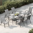 thumbnail image 4 of Patio Chairs Set of 6, Outdoor Stackable Dining Chairs with Textilene Fabric, All-Weather Deck Stacking Chairs with High Back for Backyard Poolside Garden Balcony, Grey, 4 of 8